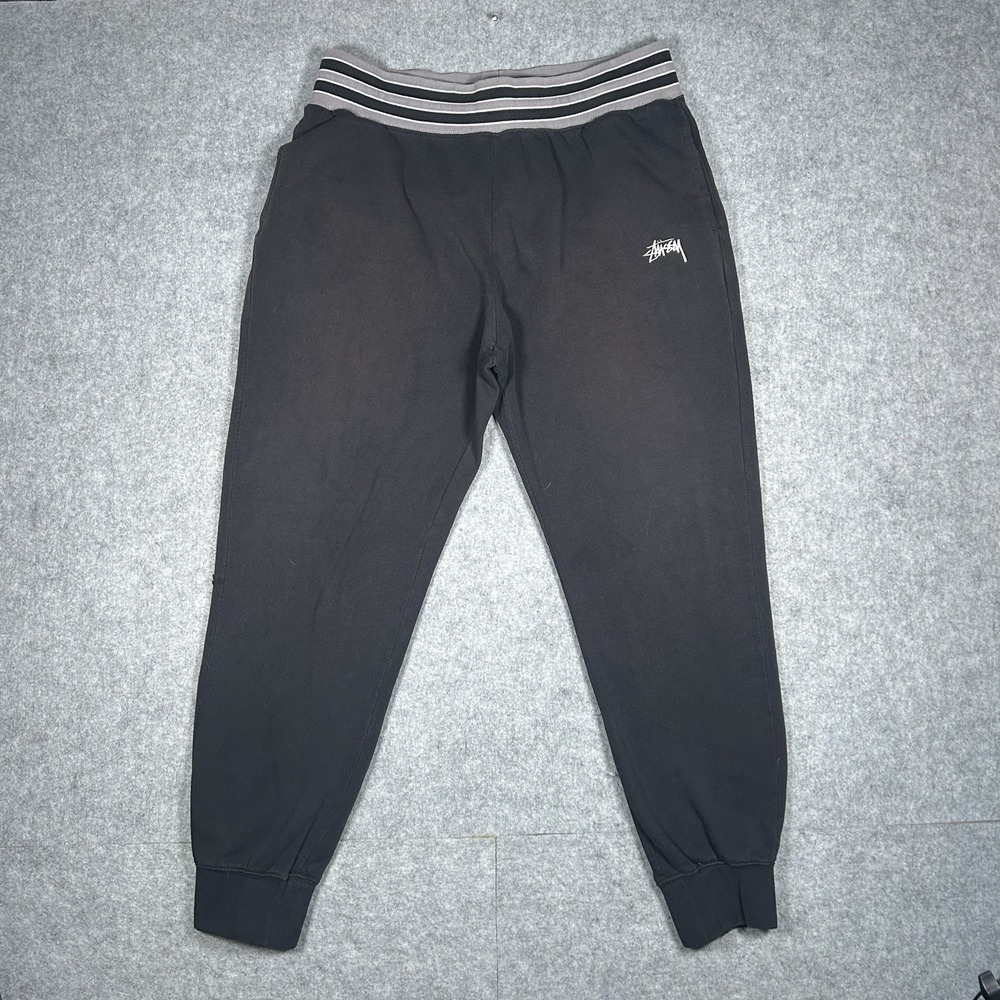Vintage Stussy Sweatpants Men's Size XL Black Loungewear Cuffed USA Made